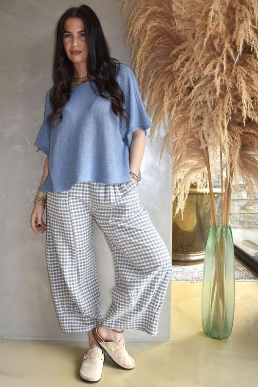 Annie Gingham Quirky 7/8 Pant Denim